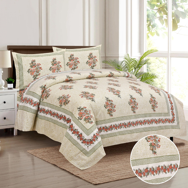 King Size Bedsheet. 90x108 inch approx. 1 Bedsheet 2 Pillow Covers.